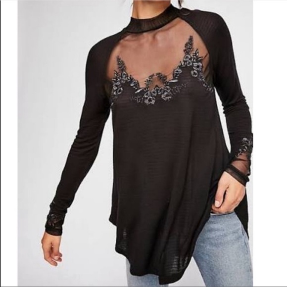 Free People Tops - SOLD Free people Black Saheli Top Size XS